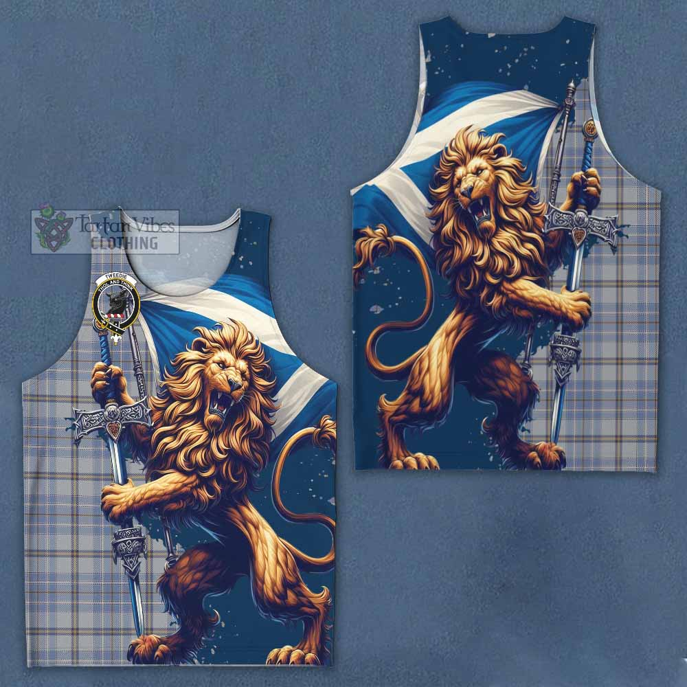 Tartan Vibes Clothing Tweedie Tartan Family Crest Men's Tank Top with Scottish Majestic Lion