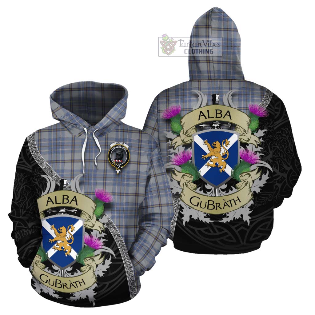 Tartan Vibes Clothing Tweedie Tartan Family Crest Cotton Hoodie Lion Rampant Royal Thistle Shield Celtic Inspired