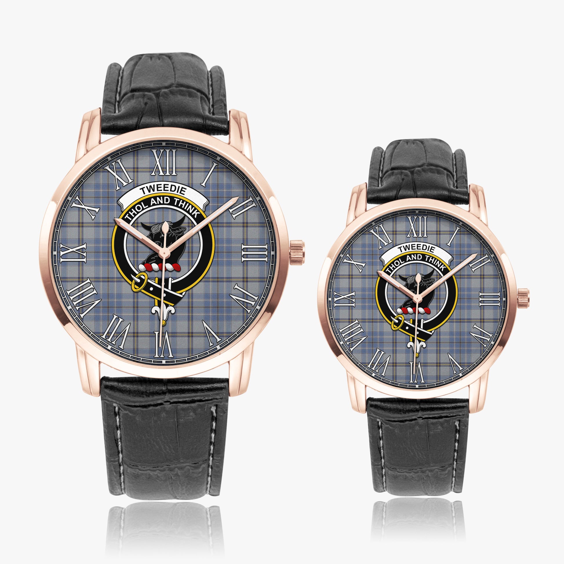 Tweedie Tartan Family Crest Leather Strap Quartz Watch - Tartanvibesclothing