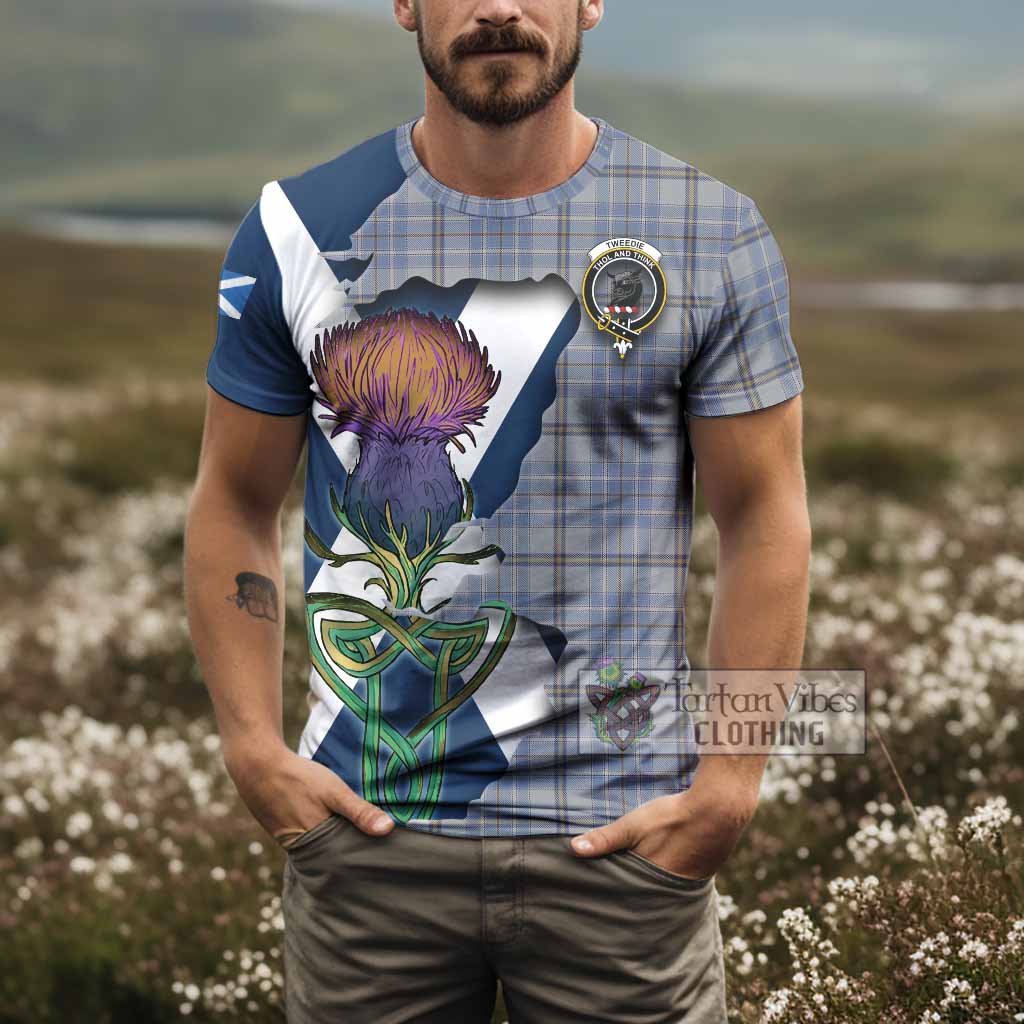 Tartan Vibes Clothing Tweedie Tartan Family Crest T-Shirt Scottish Thistle Celtic Inspired