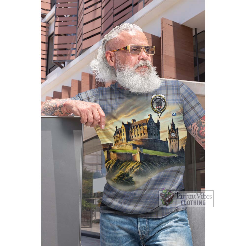 Tartan Vibes Clothing Tweedie Tartan Family Crest Cotton T-shirt with Scottish Ancient Castle Style