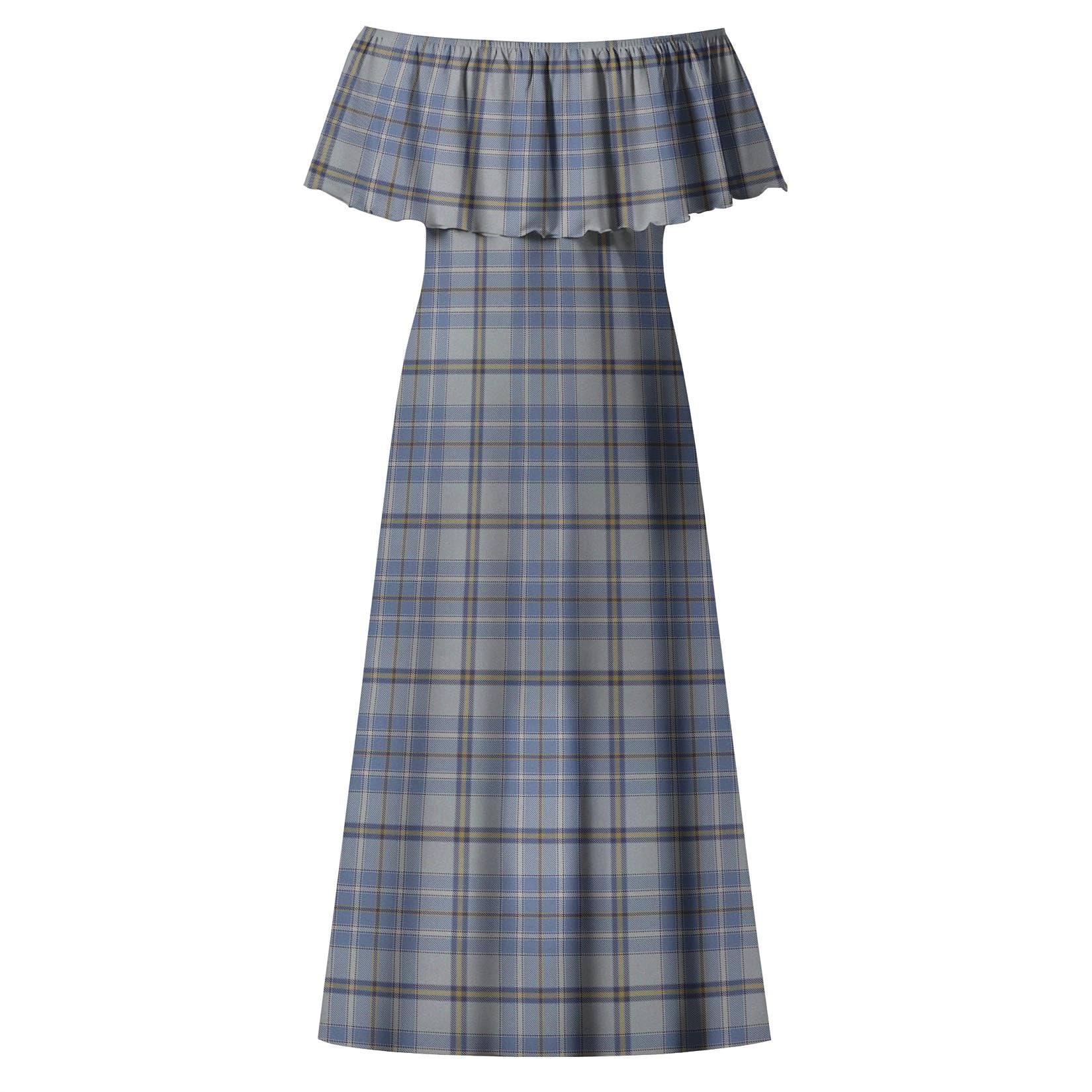 Tweedie Tartan Off Shoulder Long Dress - Tartanvibesclothing