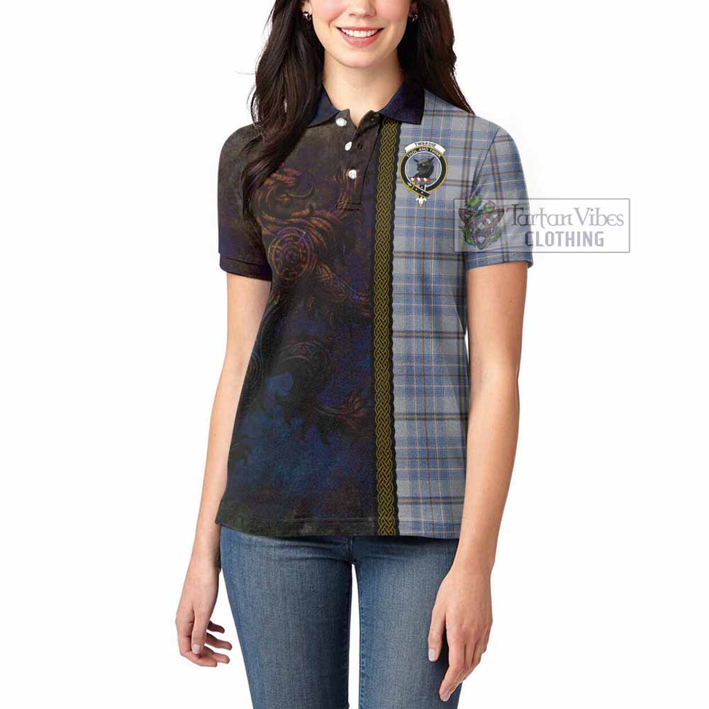 Tartan Vibes Clothing Tweedie Tartan Family Crest Women's Polo Shirt Alba Gu Brath Be Brave Lion Ancient Style