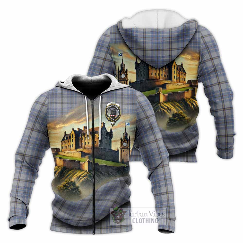 Tartan Vibes Clothing Tweedie Tartan Family Crest Knitted Hoodie with Scottish Ancient Castle Style
