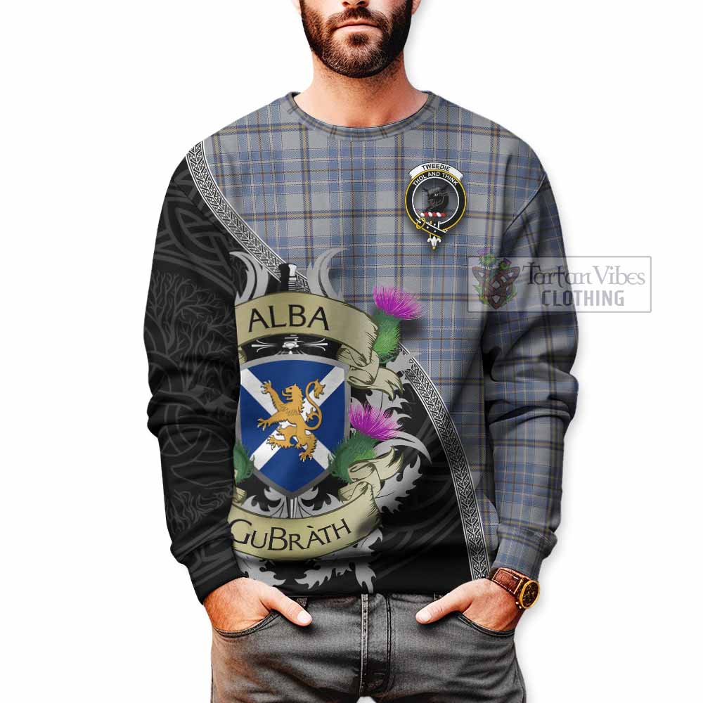 Tartan Vibes Clothing Tweedie Tartan Family Crest Sweatshirt Lion Rampant Royal Thistle Shield Celtic Inspired
