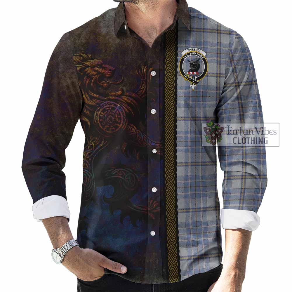 Tartan Vibes Clothing Tweedie Tartan Family Crest Long Sleeve Button Shirt Alba Gu Brath Be Brave Lion Ancient Style