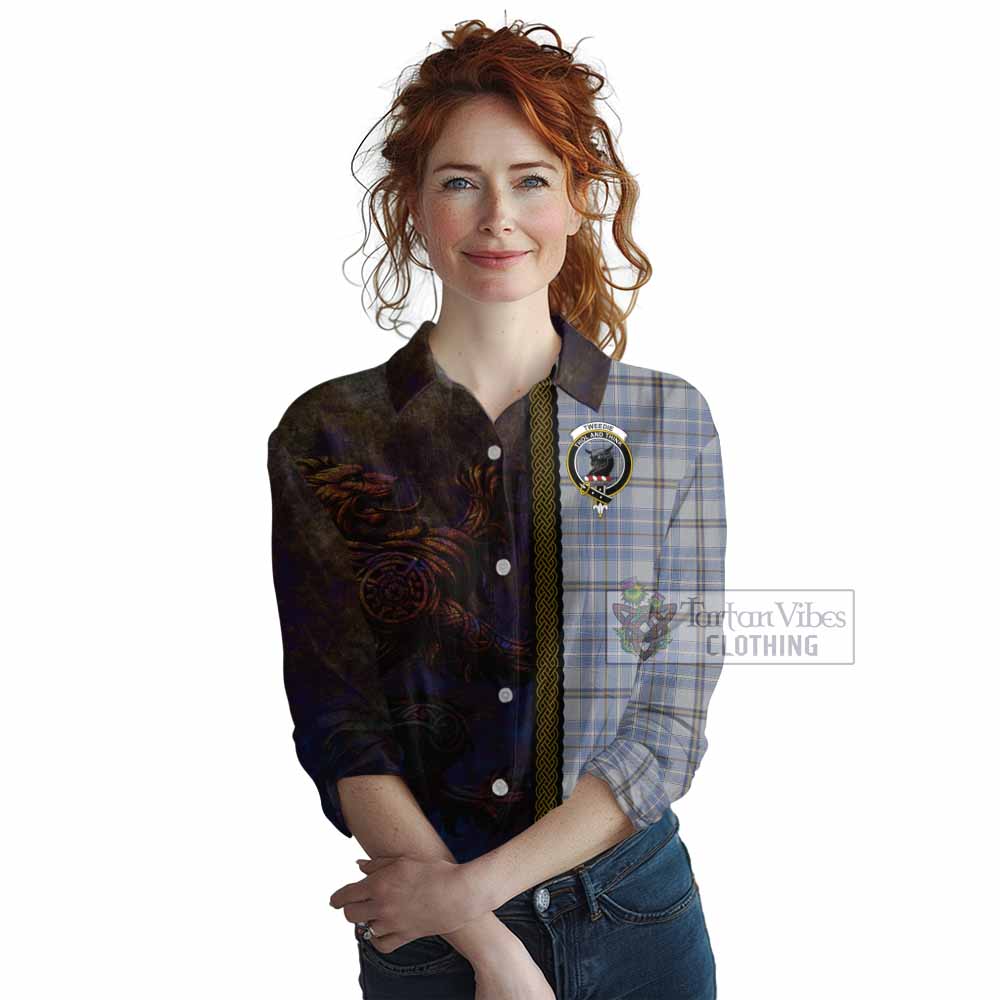Tartan Vibes Clothing Tweedie Tartan Family Crest Women's Casual Shirt Alba Gu Brath Be Brave Lion Ancient Style