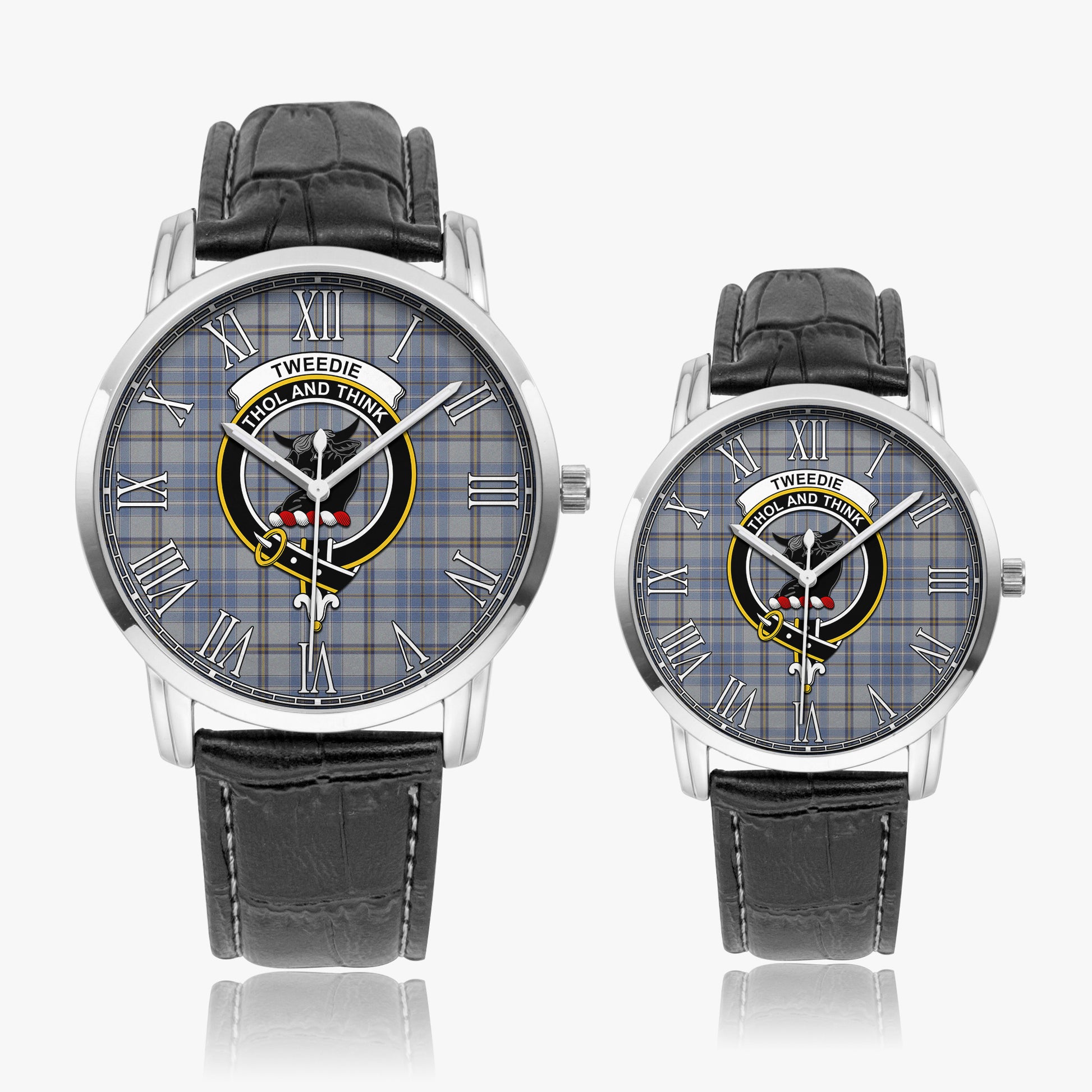 Tweedie Tartan Family Crest Leather Strap Quartz Watch - Tartanvibesclothing