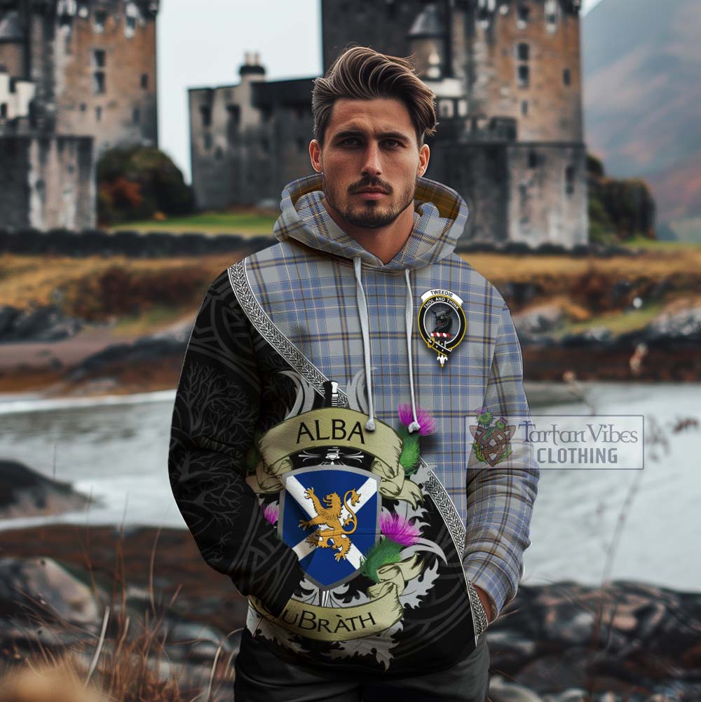 Tartan Vibes Clothing Tweedie Tartan Family Crest Cotton Hoodie Lion Rampant Royal Thistle Shield Celtic Inspired