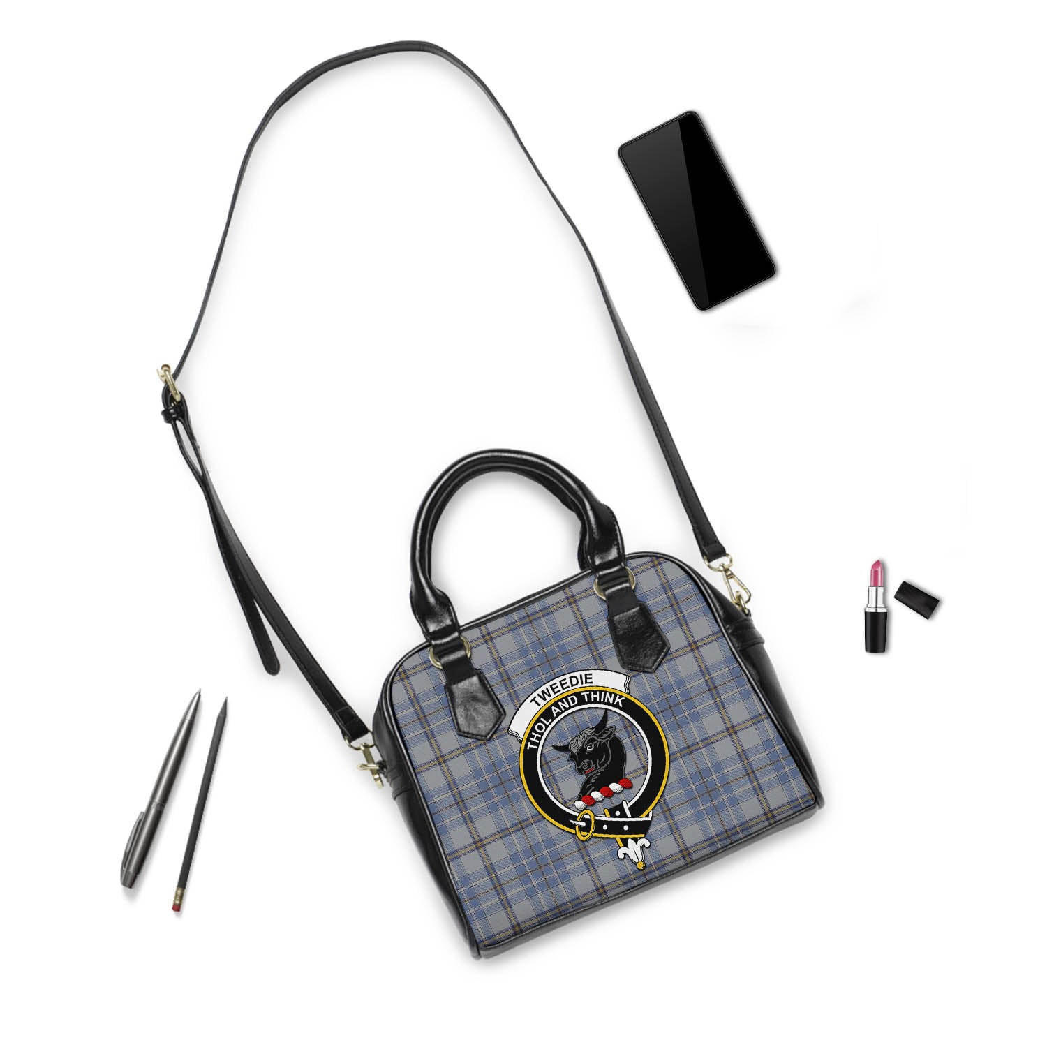 Tweedie Tartan Shoulder Handbags with Family Crest - Tartanvibesclothing