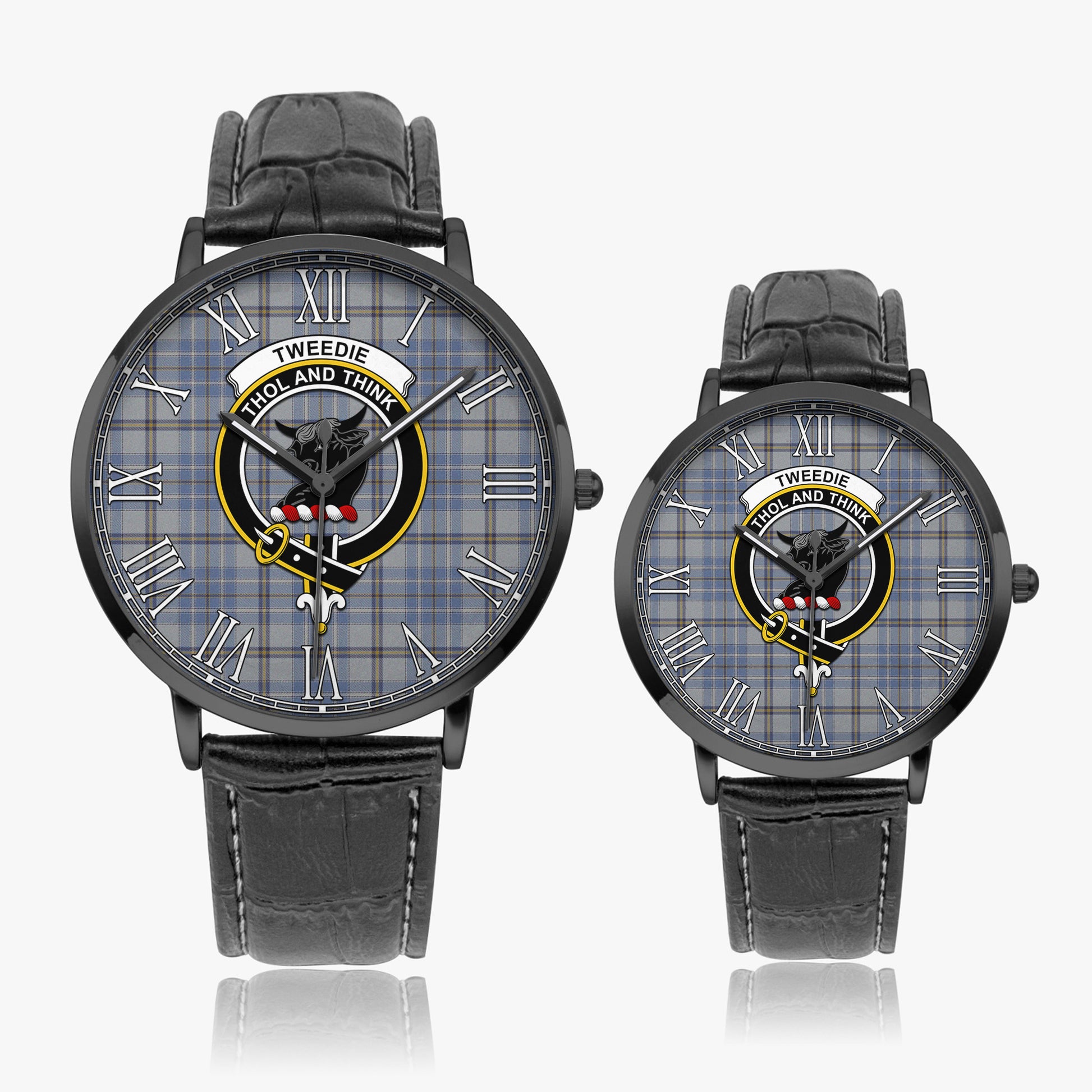 Tweedie Tartan Family Crest Leather Strap Quartz Watch - Tartanvibesclothing