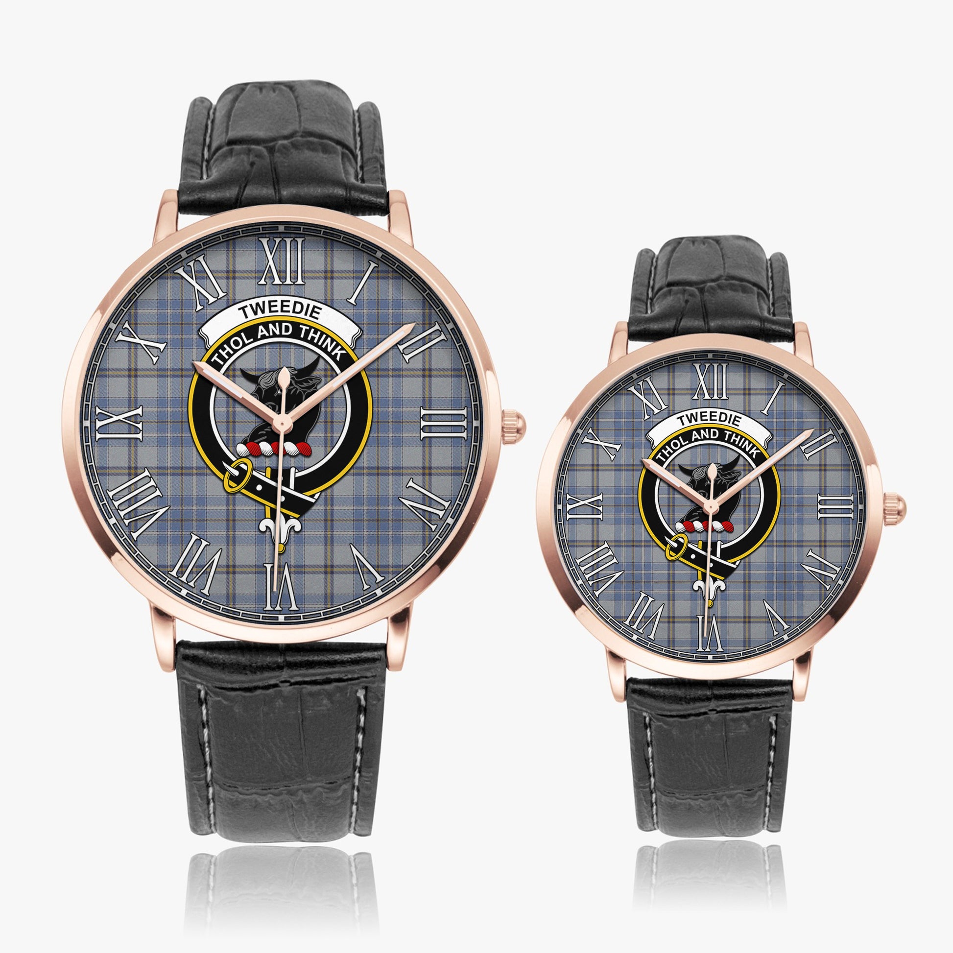 Tweedie Tartan Family Crest Leather Strap Quartz Watch - Tartanvibesclothing