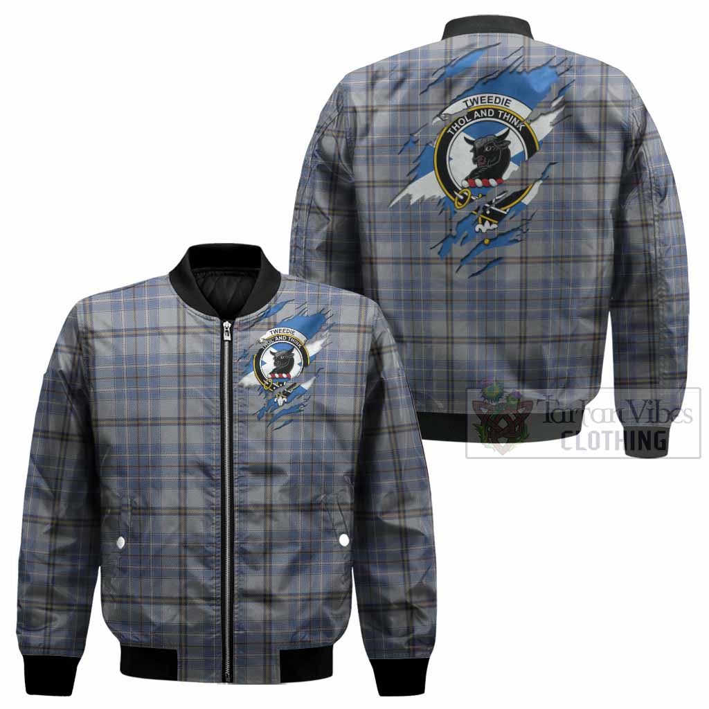 Tweedie Clan Crest In Me Tartan Bomber Jacket Scotland Flag Style
