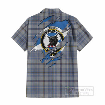 Tweedie Clan Crest In Me Tartan Cotton Hawaiian Shirt Scotland Flag Style