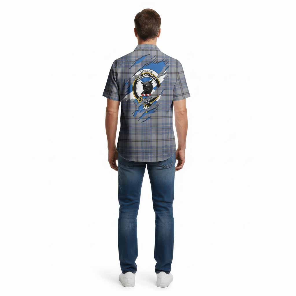 Tweedie Clan Crest In Me Tartan Cotton Hawaiian Shirt Scotland Flag Style