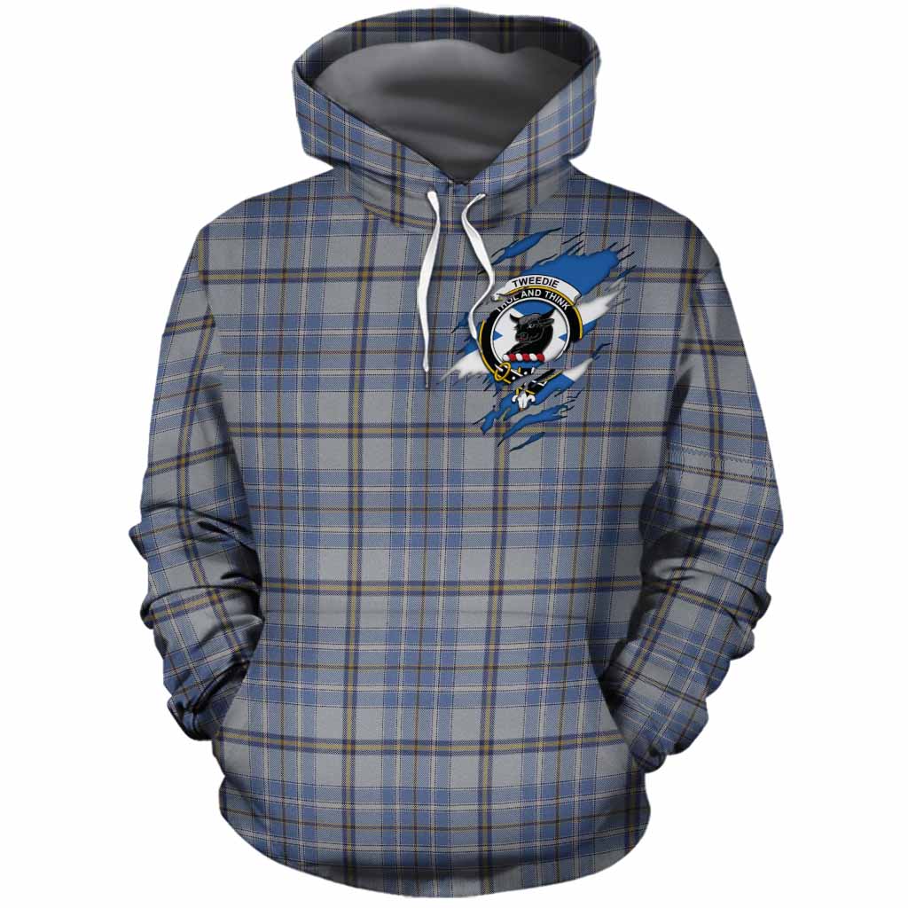 Tweedie Clan Crest In Me Tartan Cotton Hoodie Scotland Flag Style