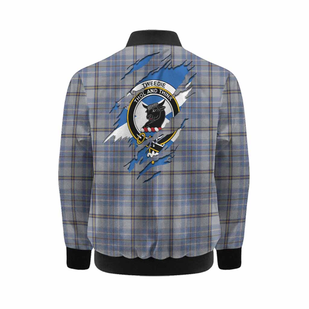 Tweedie Clan Crest In Me Tartan Kid Bomber Jacket Scotland Flag Style