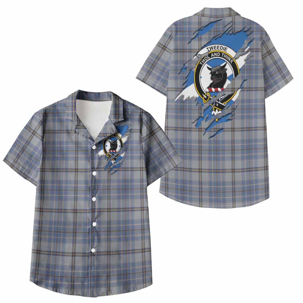 Tweedie Clan Crest In Me Tartan Kid Hawaiian Shirt Scotland Flag Style