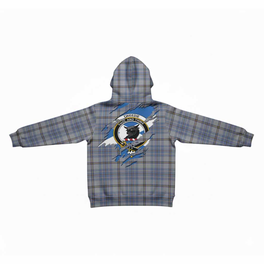 Tweedie Clan Crest In Me Tartan Kid Hoodie Scotland Flag Style