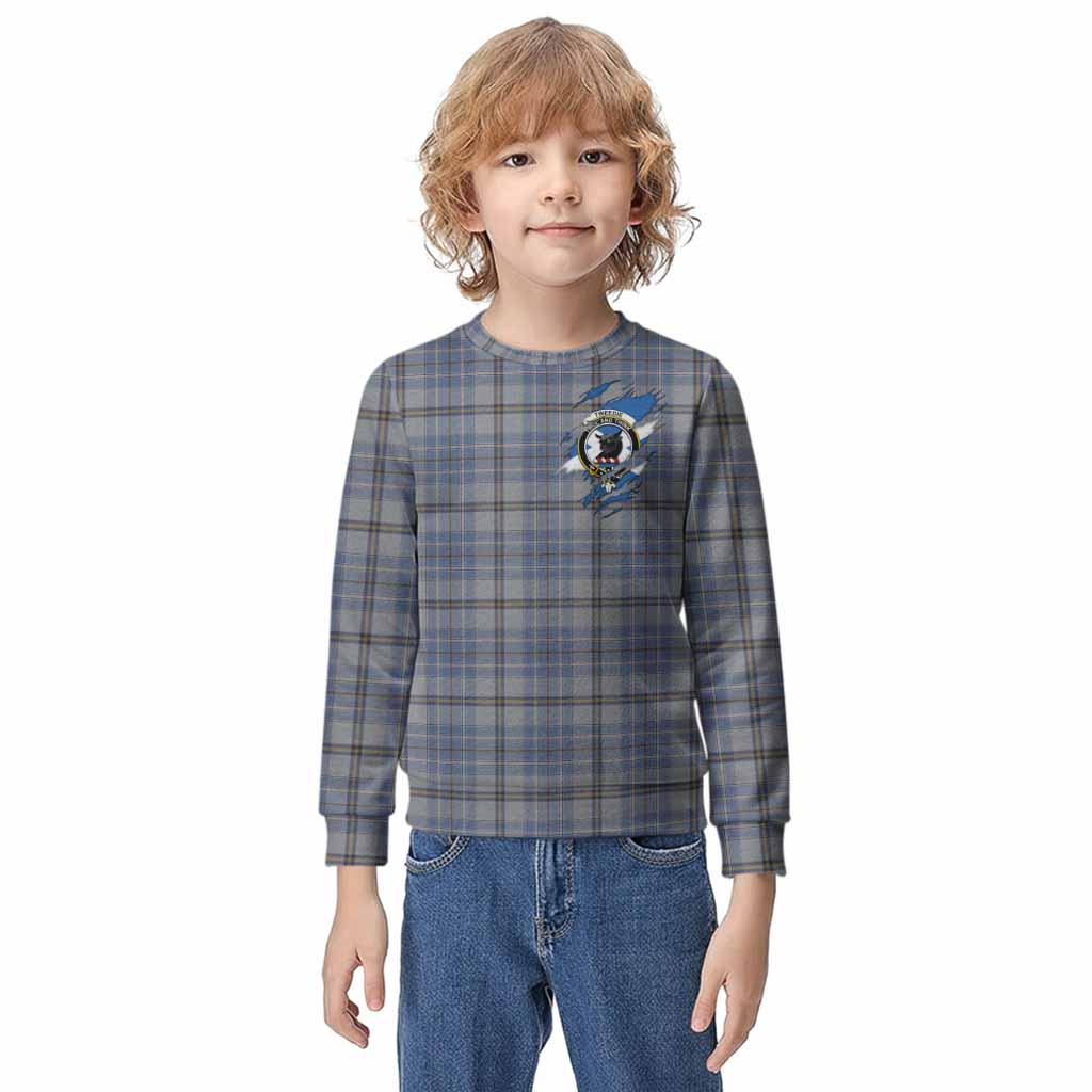 Tweedie Clan Crest In Me Tartan Kid Knitted Sweatshirt Scotland Flag Style