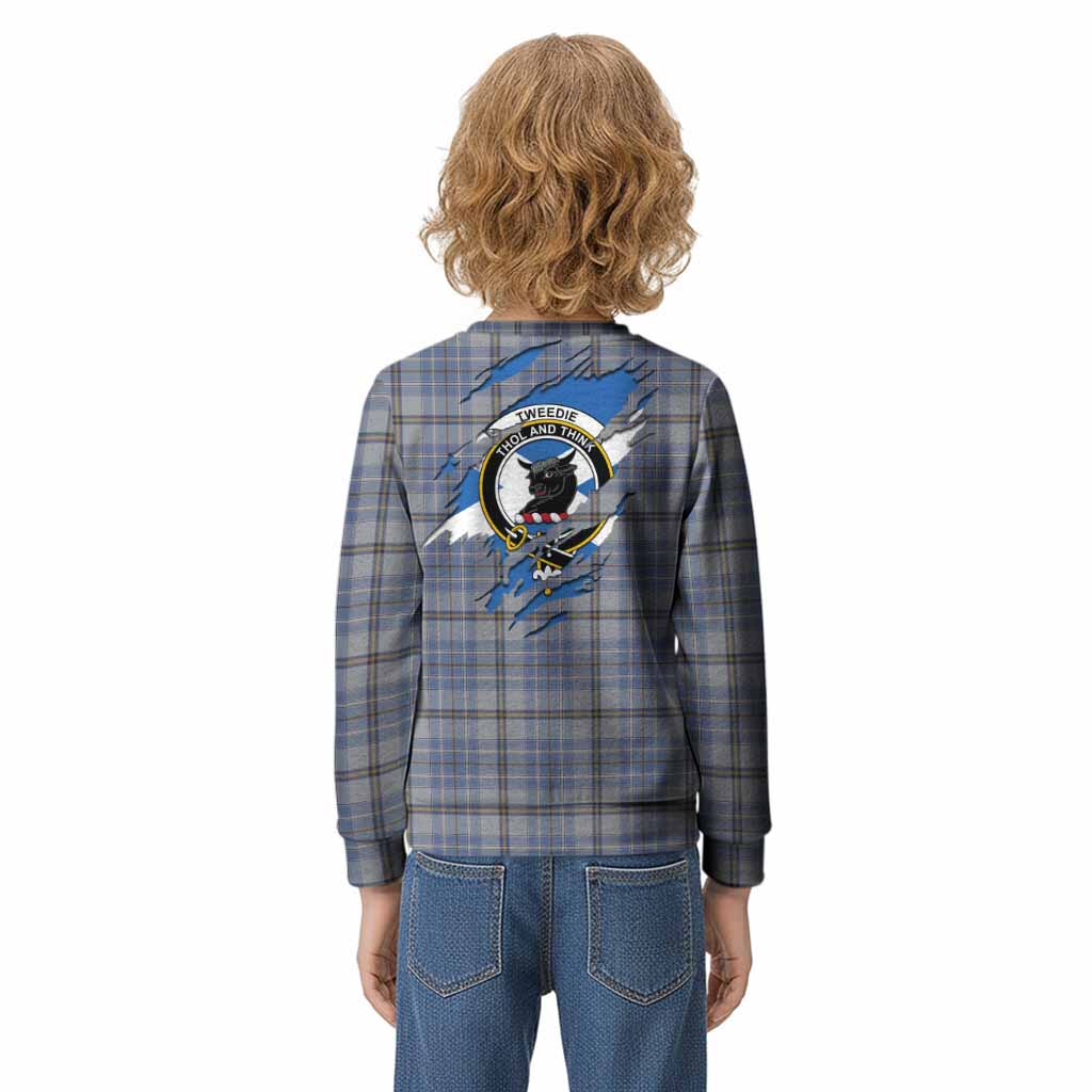 Tweedie Clan Crest In Me Tartan Kid Knitted Sweatshirt Scotland Flag Style