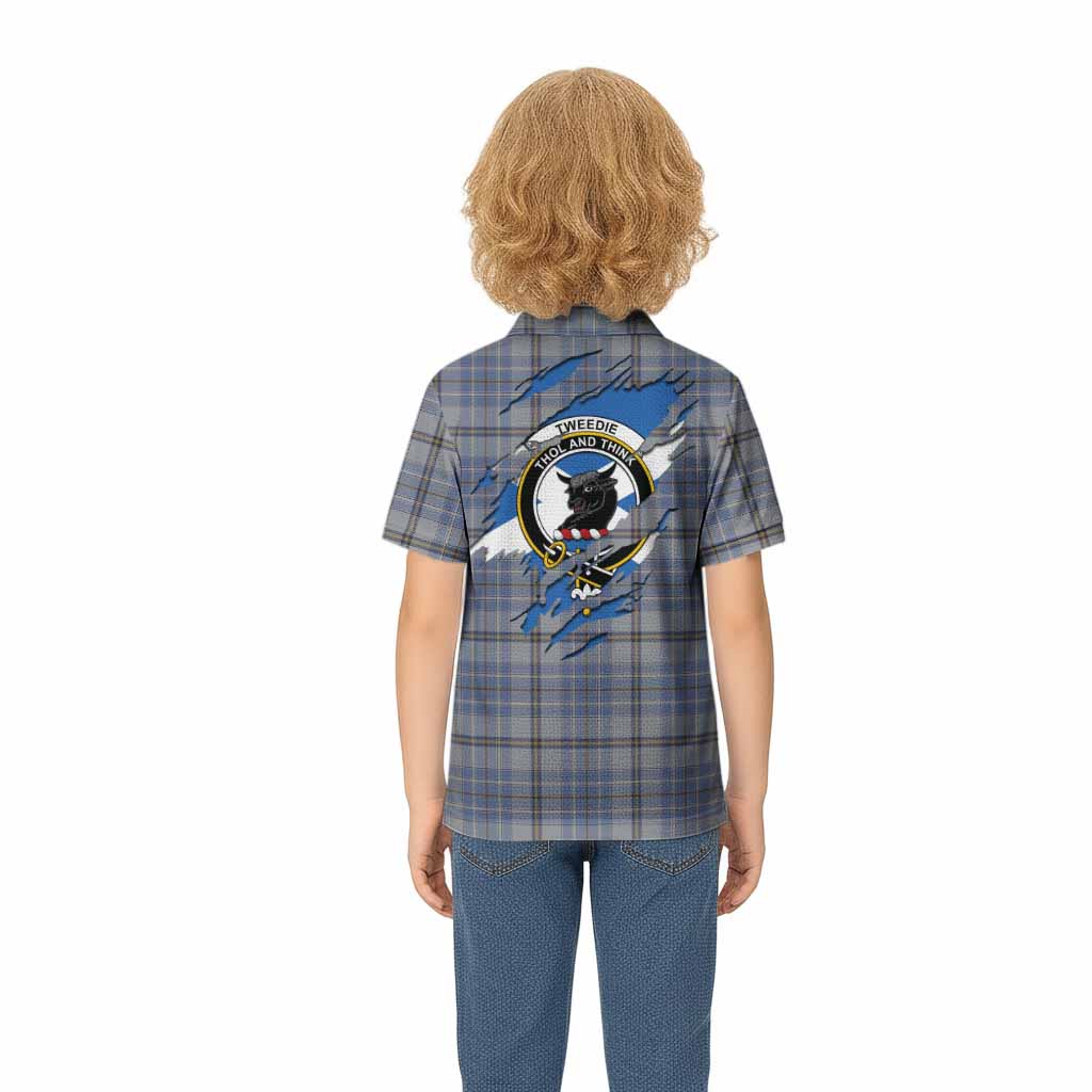 Tweedie Clan Crest In Me Tartan Kid Polo Shirt Scotland Flag Style