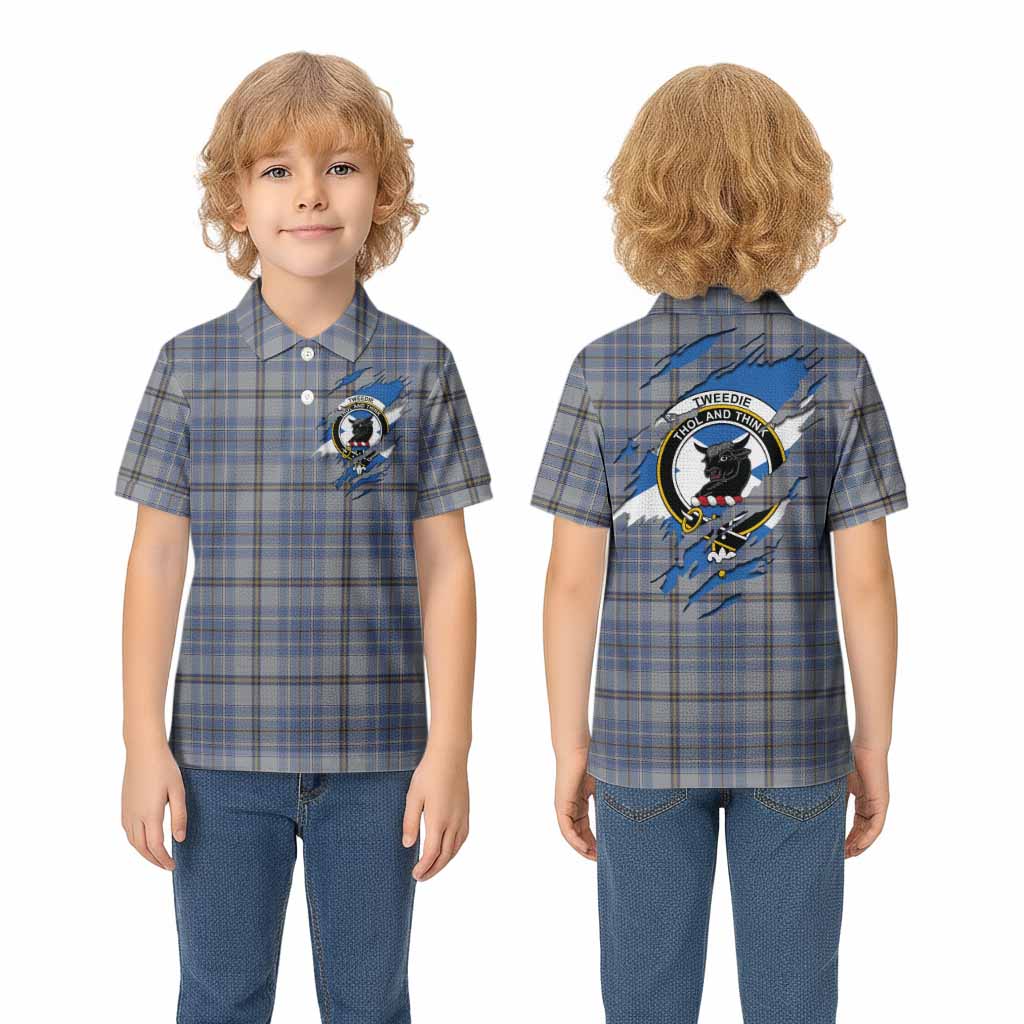 Tweedie Clan Crest In Me Tartan Kid Polo Shirt Scotland Flag Style