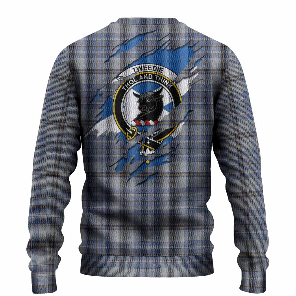 Tweedie Clan Crest In Me Tartan Knitted Sweater Scotland Flag Style