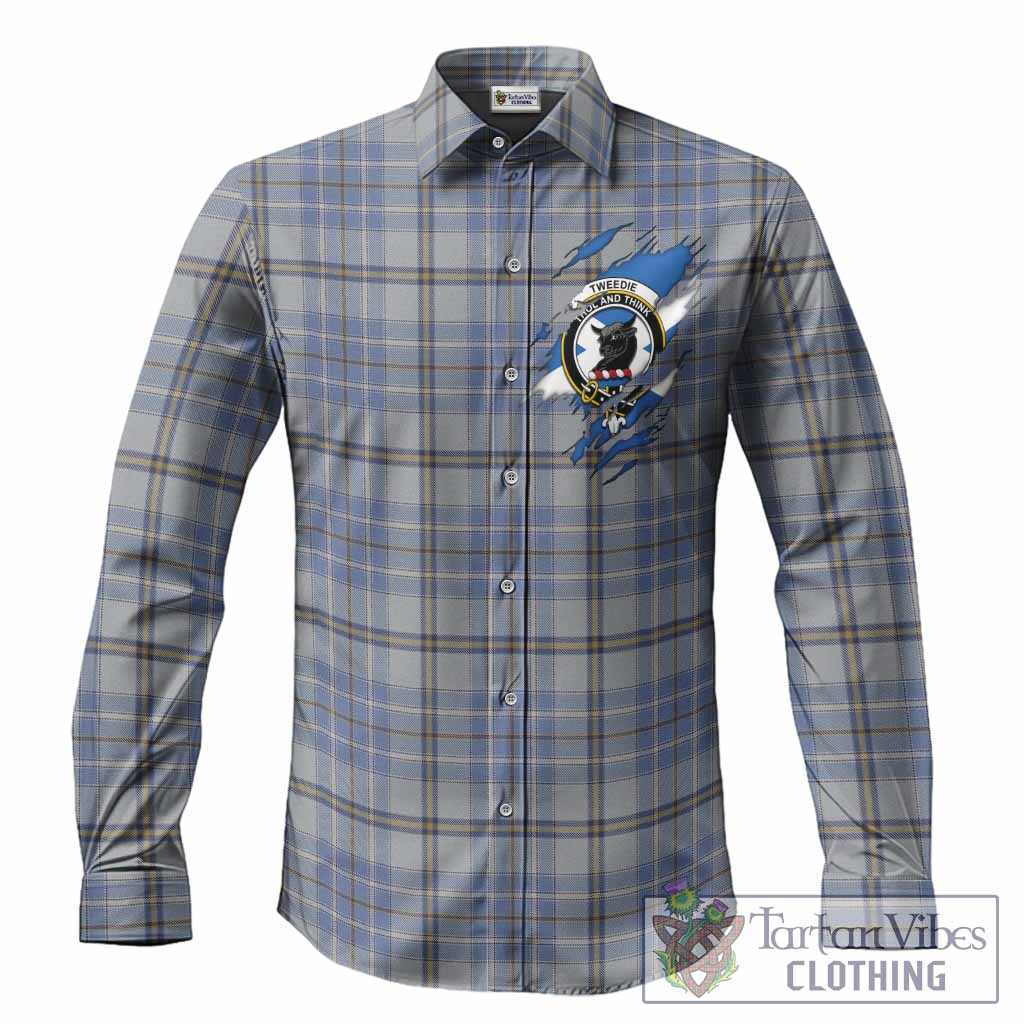 Tweedie Clan Crest In Me Tartan Long Sleeve Button Shirts Scotland Flag Style