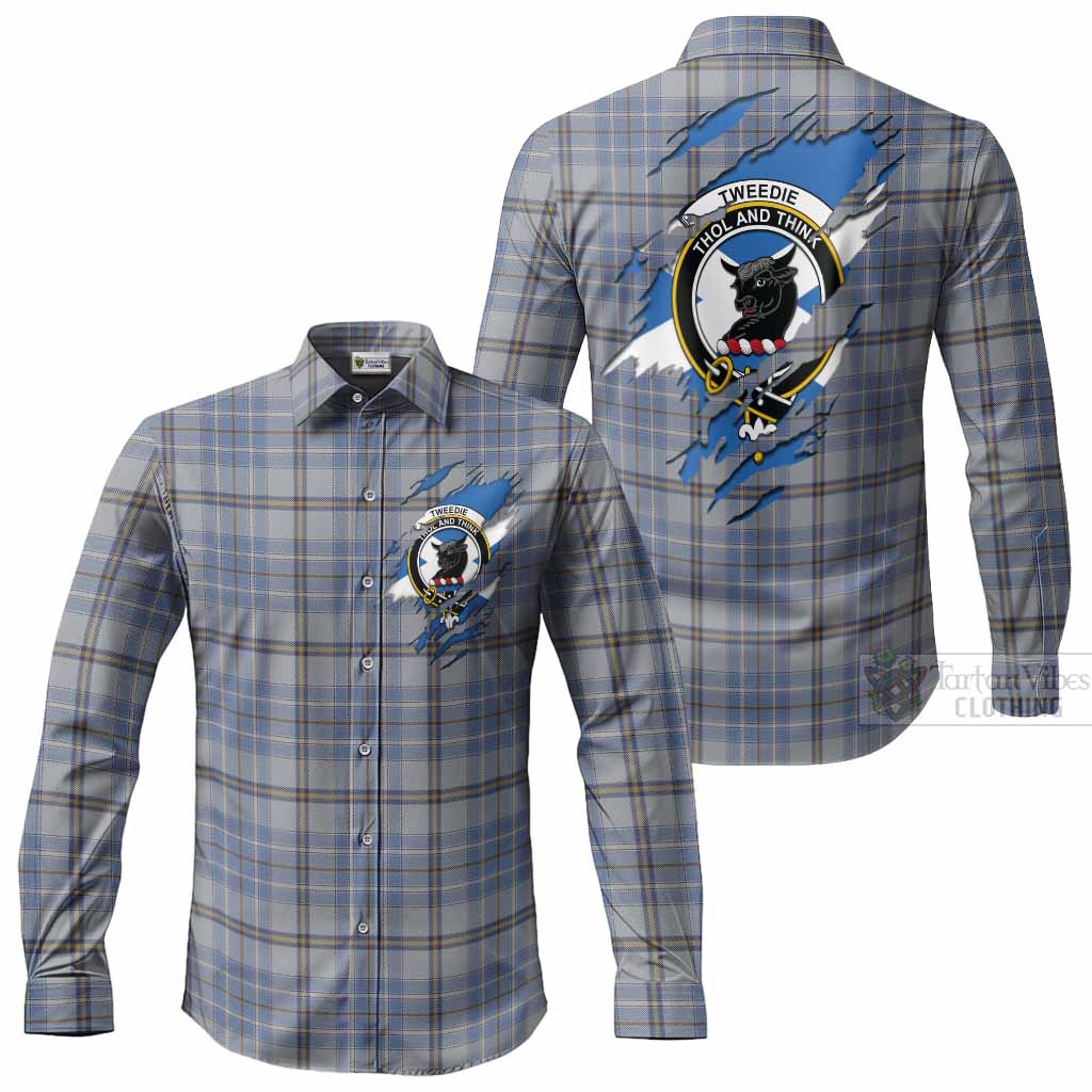 Tweedie Clan Crest In Me Tartan Long Sleeve Button Shirts Scotland Flag Style