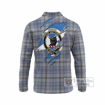 Tweedie Clan Crest In Me Tartan Long Sleeve Polo Shirt Scotland Flag Style