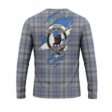 Tweedie Clan Crest In Me Tartan Long Sleeve T-Shirt Scotland Flag Style