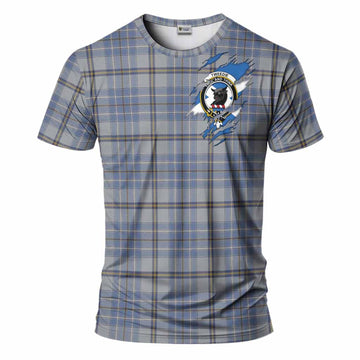 Tweedie Clan Crest In Me Tartan T-Shirt Scotland Flag Style