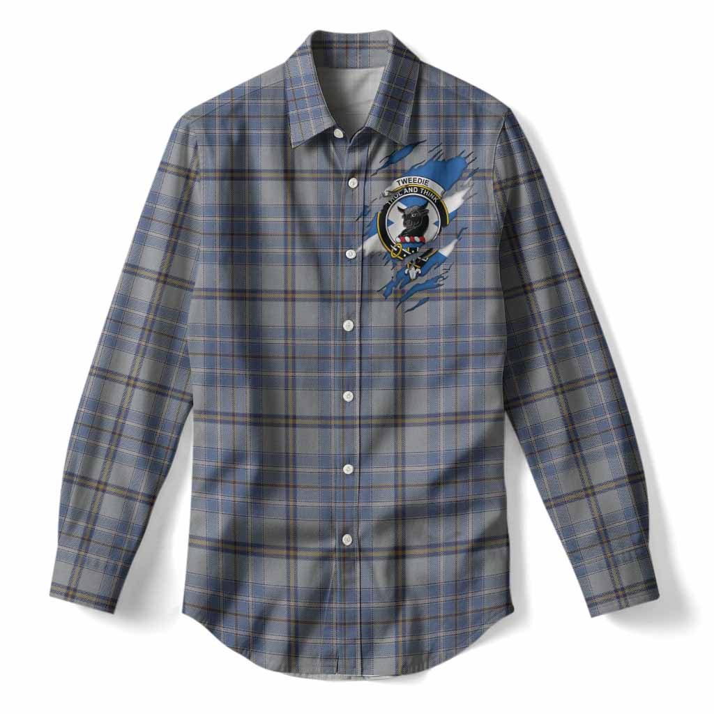 Tweedie Clan Crest In Me Tartan Women Casual Shirt Scotland Flag Style