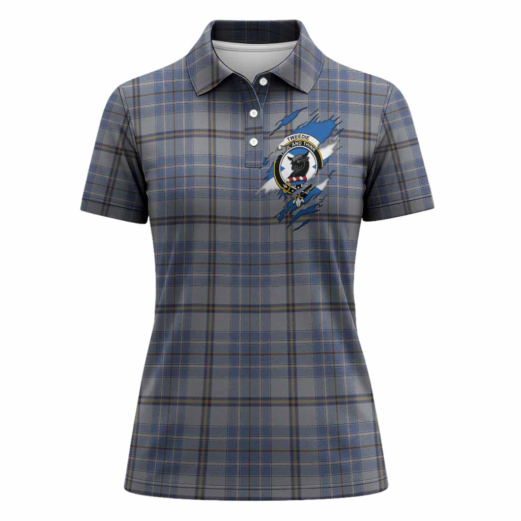 Tweedie Clan Crest In Me Tartan Women Polo Shirt Scotland Flag Style