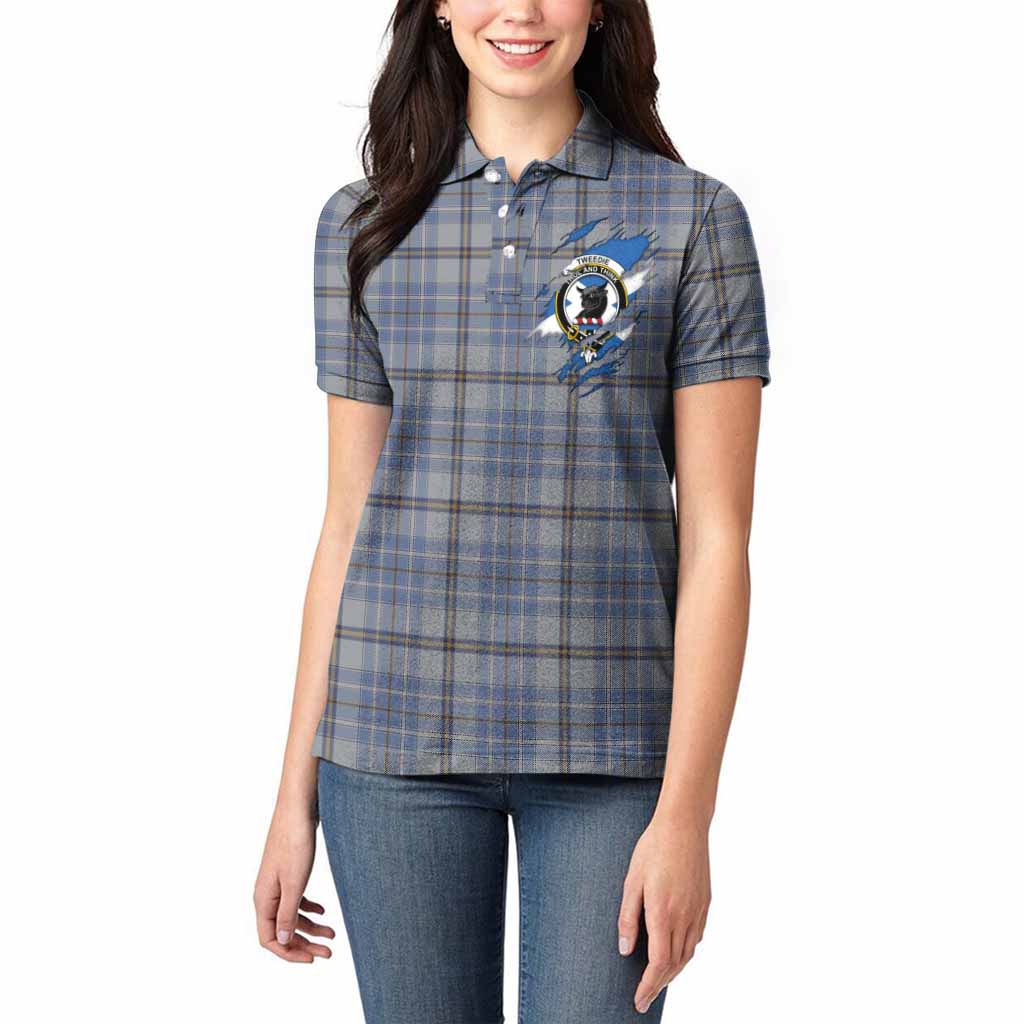 Tweedie Clan Crest In Me Tartan Women Polo Shirt Scotland Flag Style