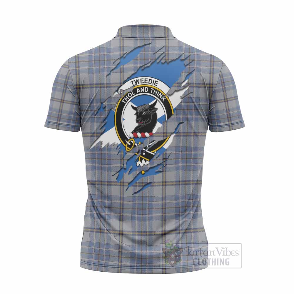 Tweedie Clan Crest In Me Tartan Zipper Polo Shirt Scotland Flag Style