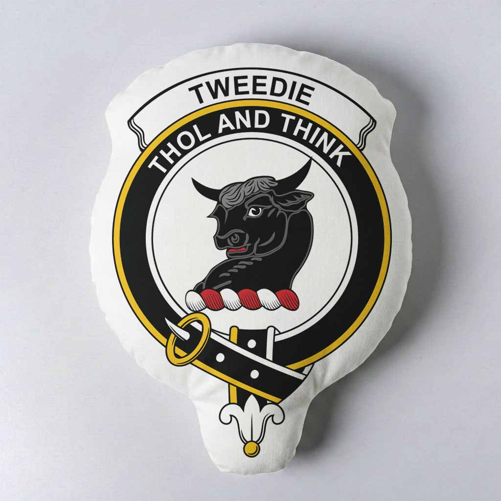Tweedie Clan Crest Shaped Throw Pillow, Scottish Clan Badge Decorative Pillow