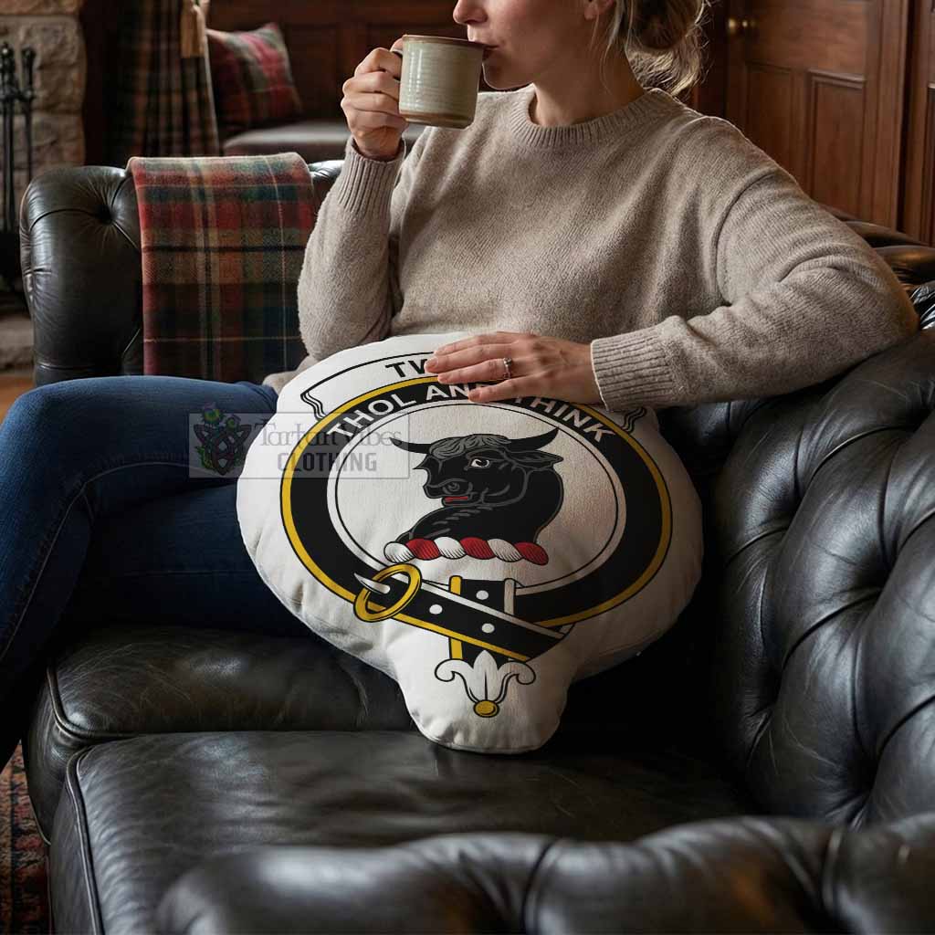 Tweedie Clan Crest Shaped Throw Pillow, Scottish Clan Badge Decorative Pillow