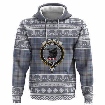 Tweedie Clan Tartan Christmas Hoodie with Family Crest