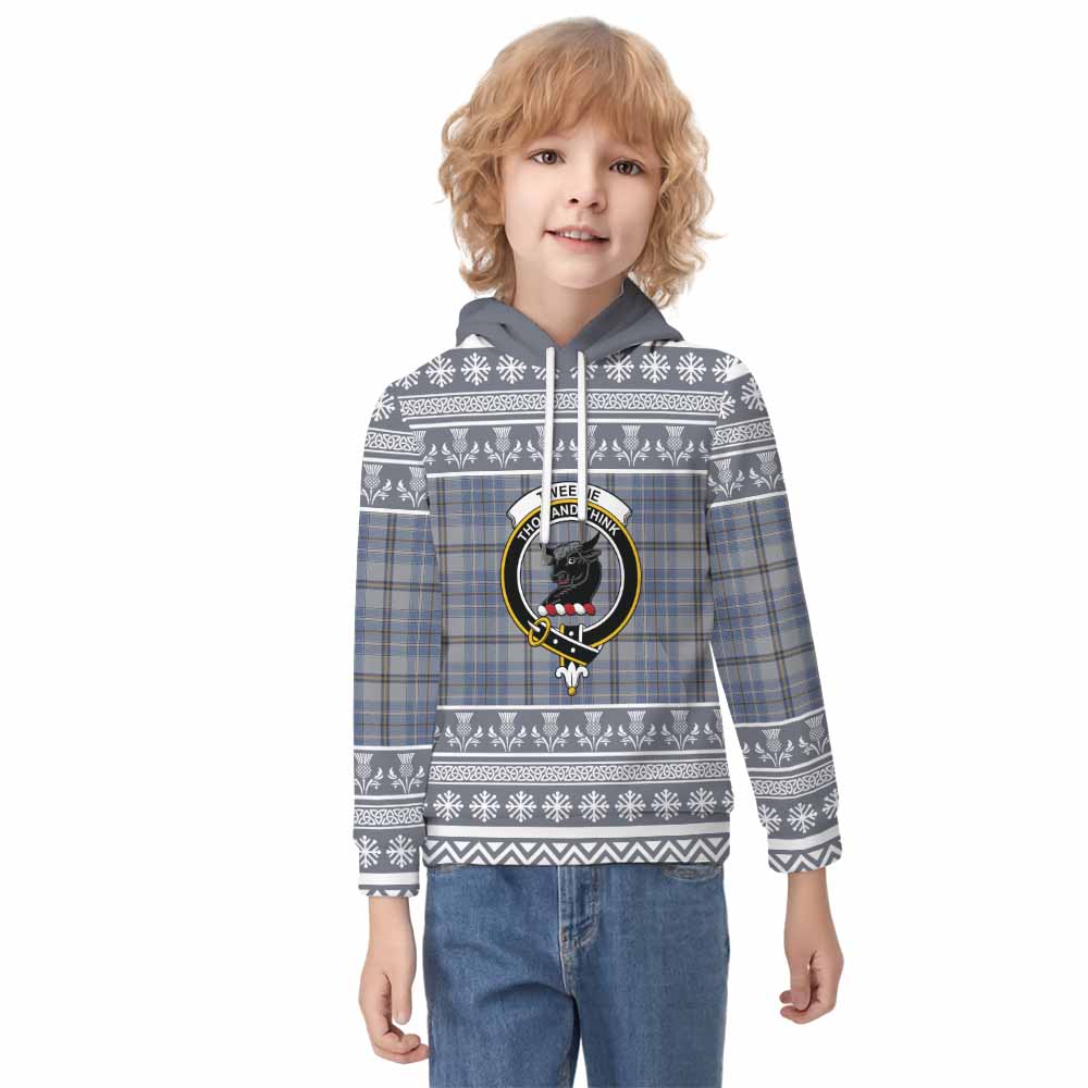 Tweedie Clan Tartan Christmas Kid Hoodie with Family Crest - Tartan Vibes Clothing