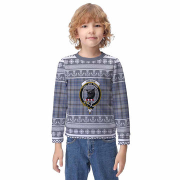 Tweedie Clan Tartan Christmas Kid Ugly Sweatshirt with Family Crest