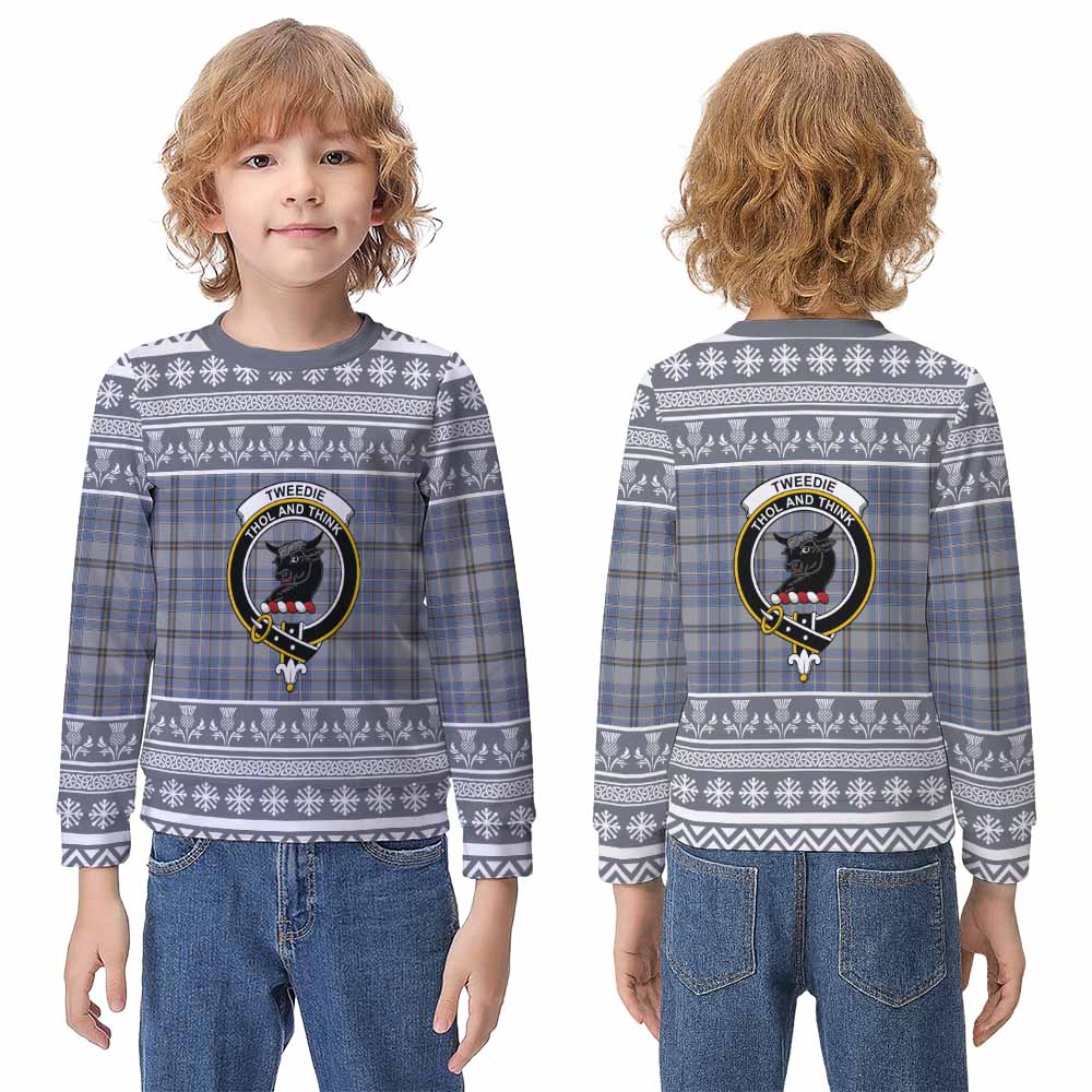 Tweedie Clan Tartan Christmas Kid Ugly Sweatshirt with Family Crest - Tartan Vibes Clothing