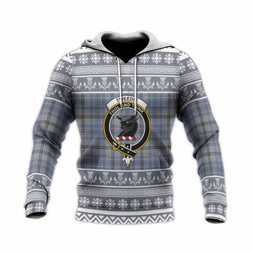 Tweedie Clan Tartan Christmas Knitted Hoodie with Family Crest