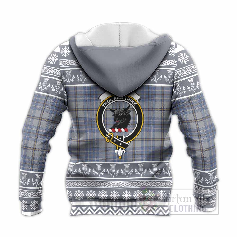 Tweedie Clan Tartan Christmas Knitted Hoodie with Family Crest - Tartan Vibes Clothing
