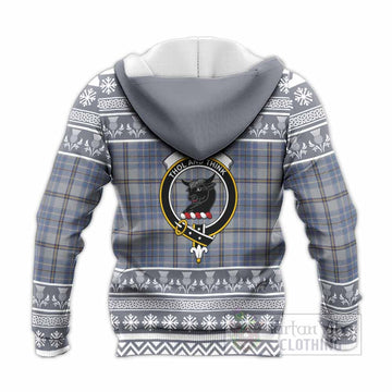Tweedie Clan Tartan Christmas Knitted Hoodie with Family Crest