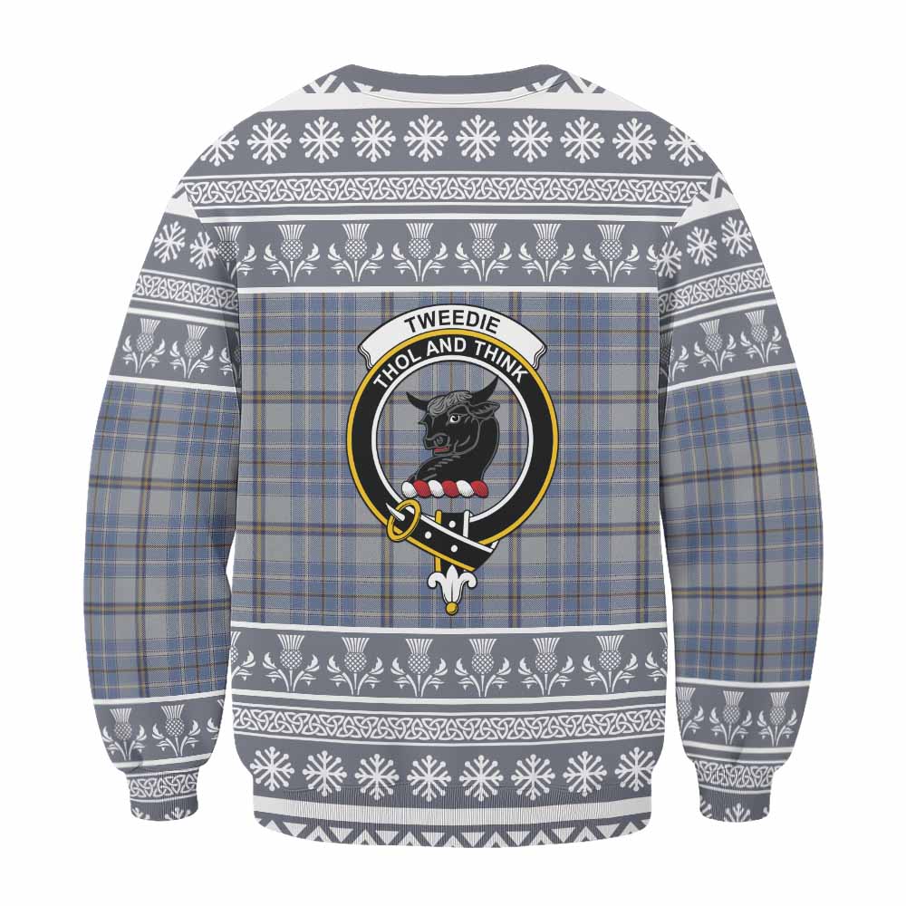 Tweedie Clan Tartan Christmas Sweatshirt with Family Crest - Tartan Vibes Clothing