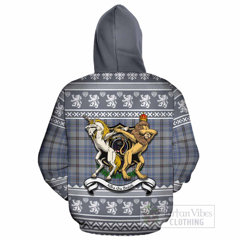 Tweedie Clan Tartan Crest Christmas Cotton Hoodie Coat of Arms Funny Style - Tartan Vibes Clothing