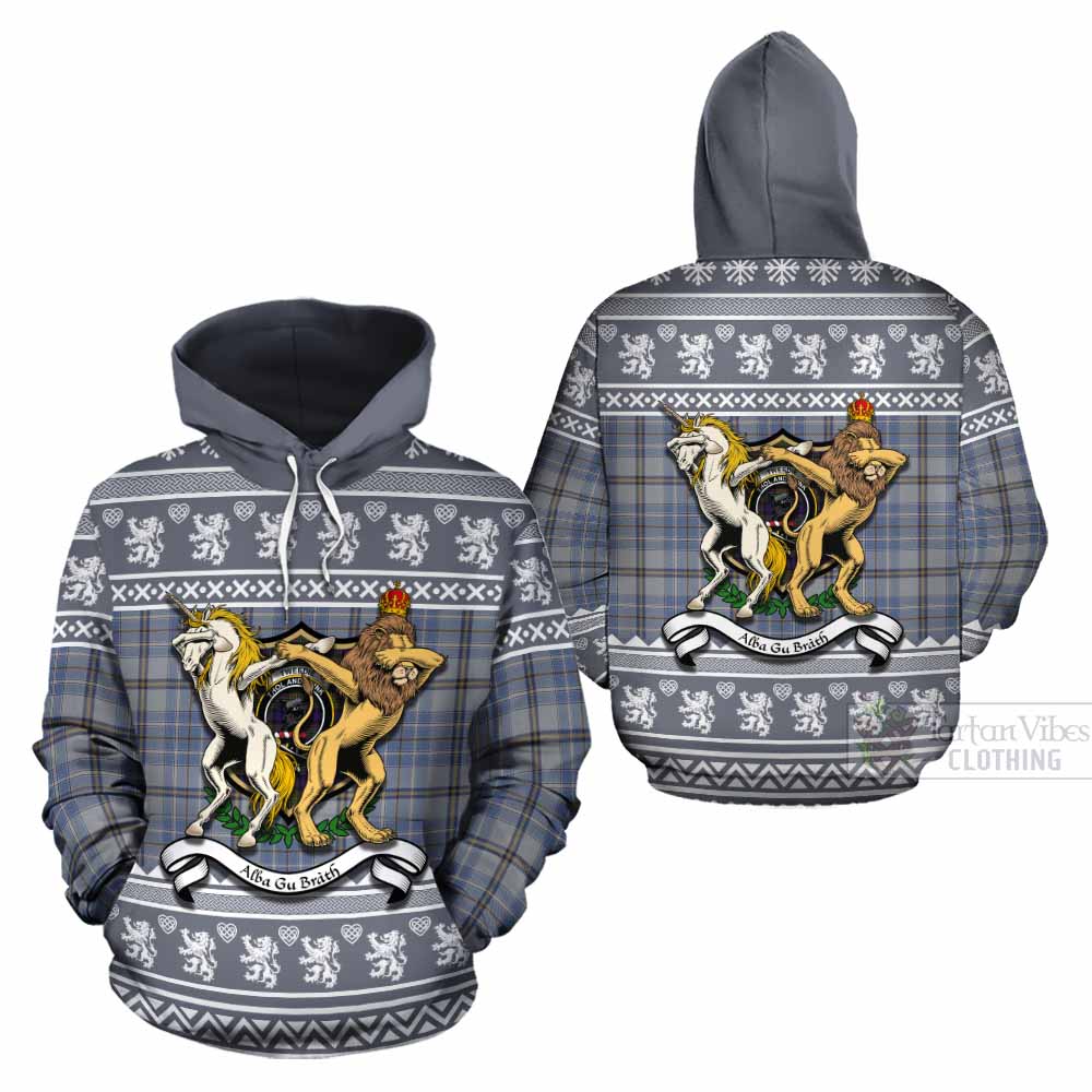 Tweedie Clan Tartan Crest Christmas Cotton Hoodie Coat of Arms Funny Style - Tartan Vibes Clothing