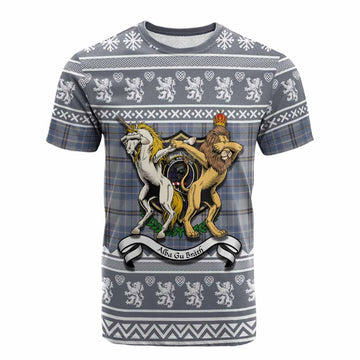 Tweedie Clan Tartan Crest Christmas Cotton T-shirt Coat of Arms Funny Style